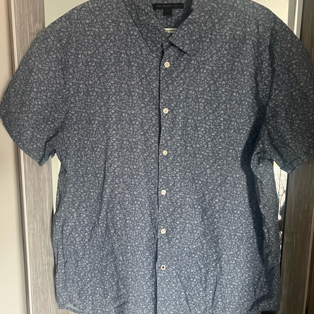 John Varvatos Navy Floral Button Down Shirt